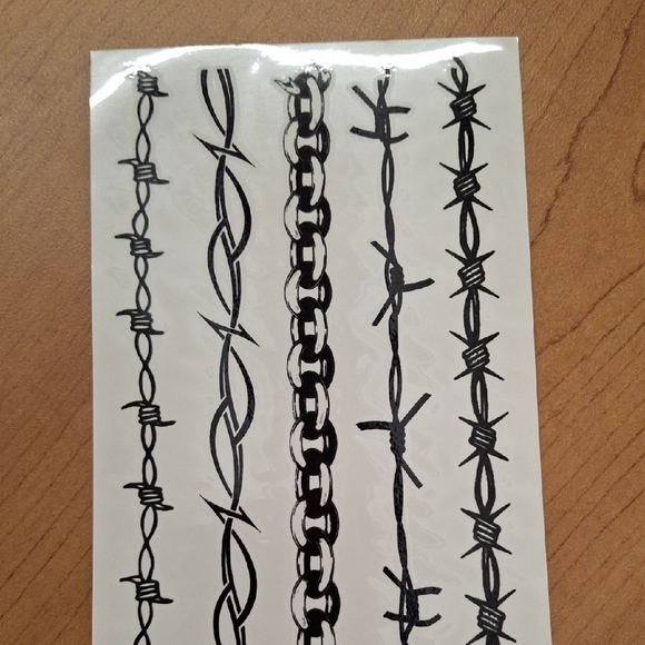Other - Temporary Tattoo Sheet - Black Barbed Wire and Chain Designs